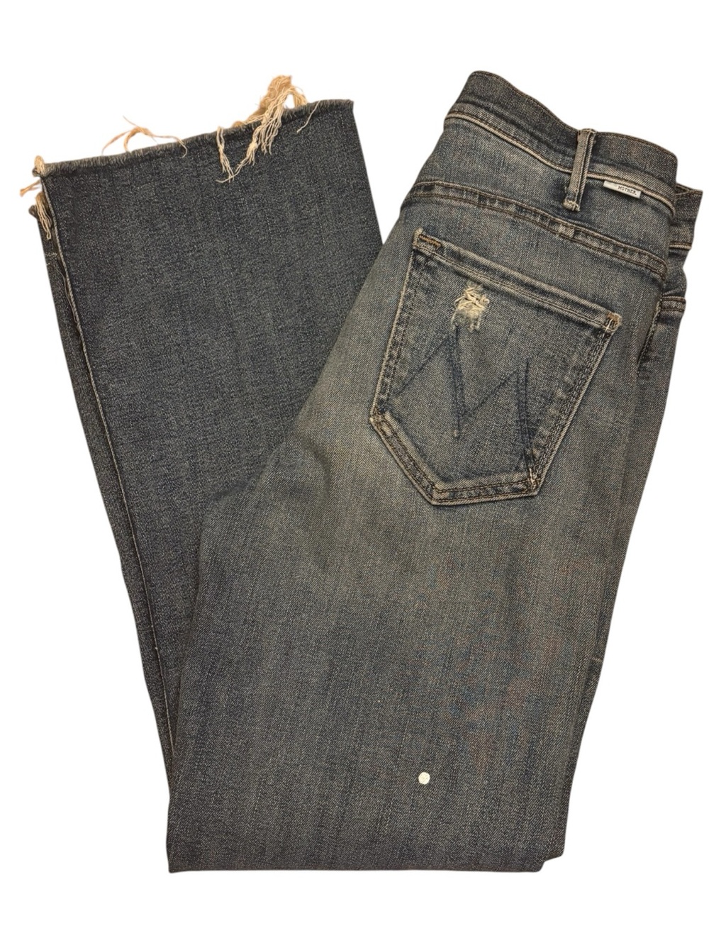 Mother Blue Distressed Flare Denim Jeans Size 27